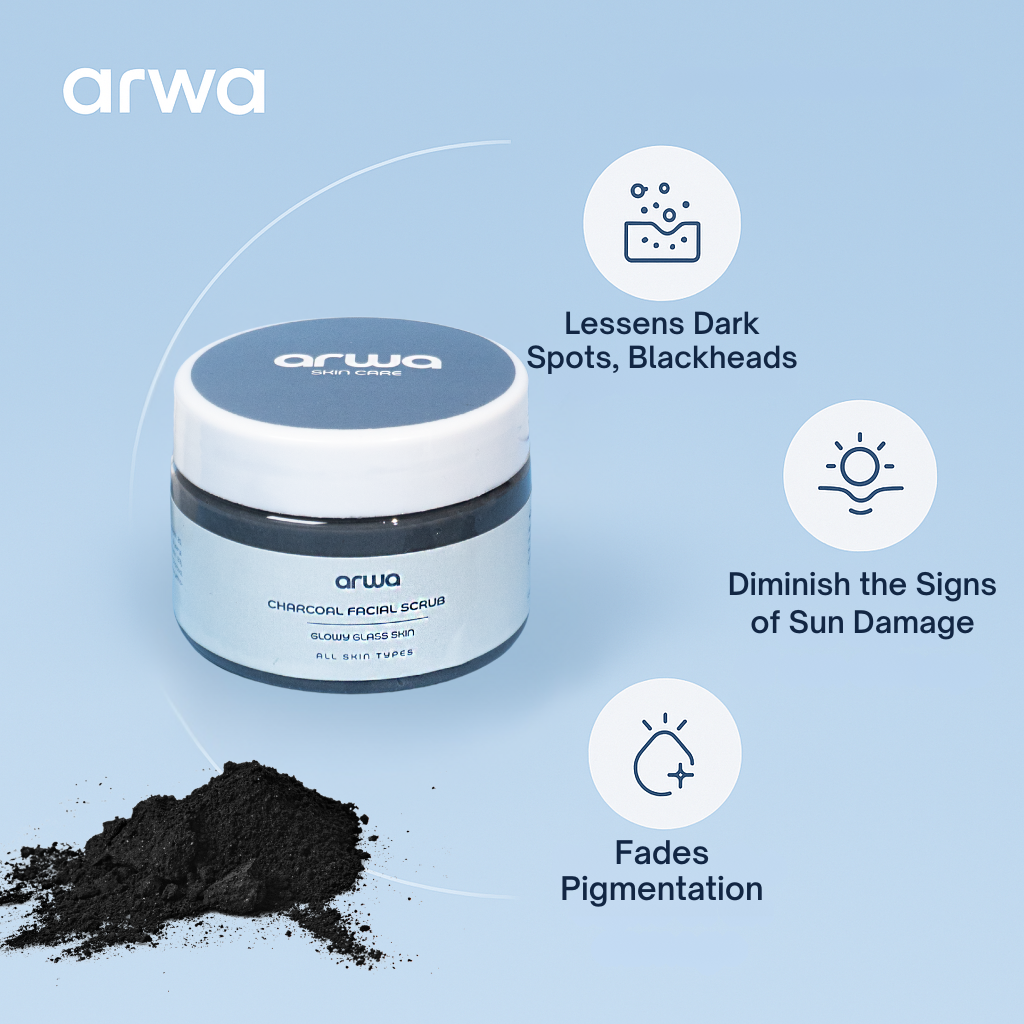 Charcoal Facial Scrub (Vitamin E) Arwa Skin Care