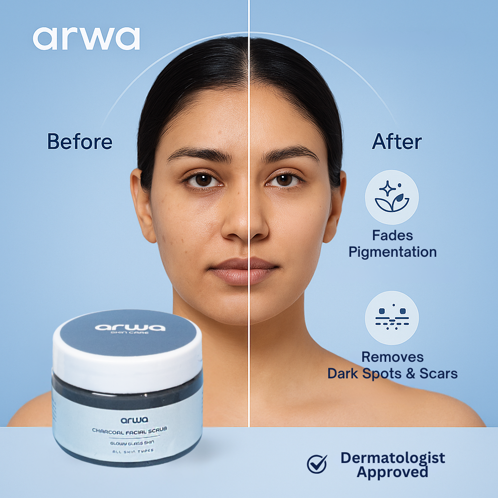 Charcoal Facial Scrub (Vitamin E) Arwa Skin Care