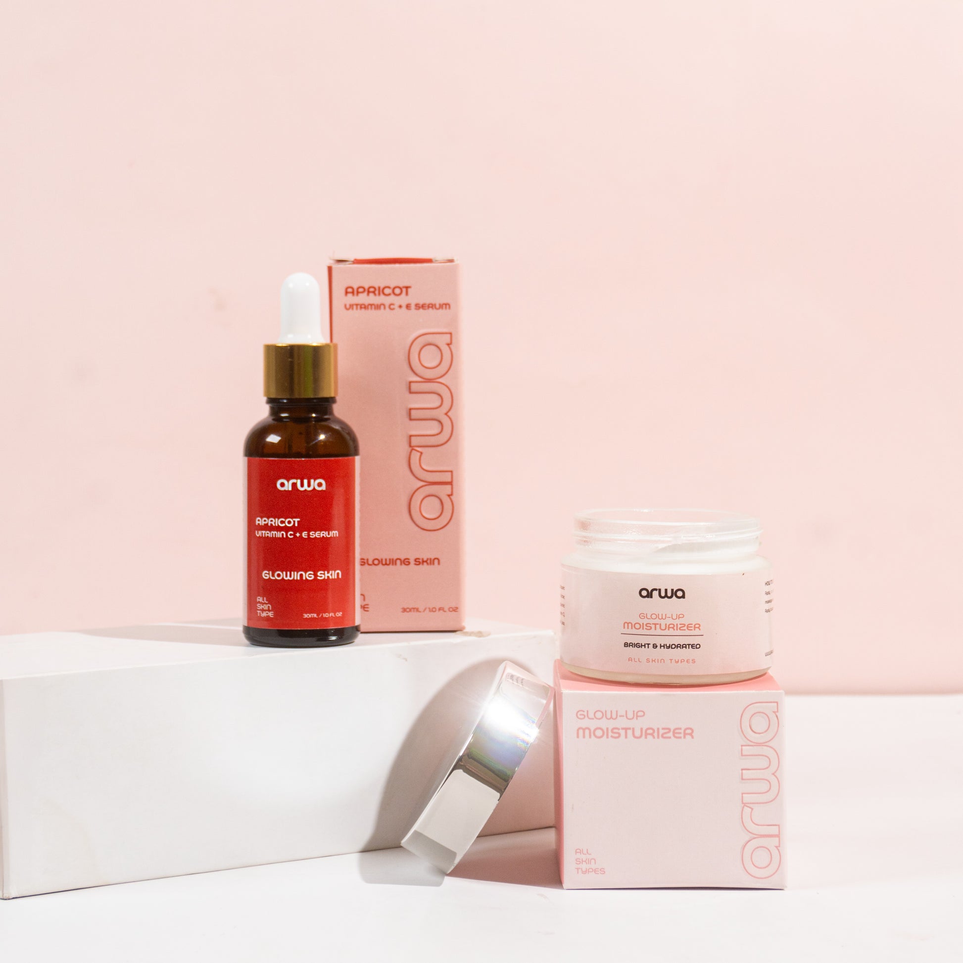 Bundle # 3 (Pigmentation & Radiant Glow) Arwa Skin Care Vitamin C Serum & Glow Moisturizer