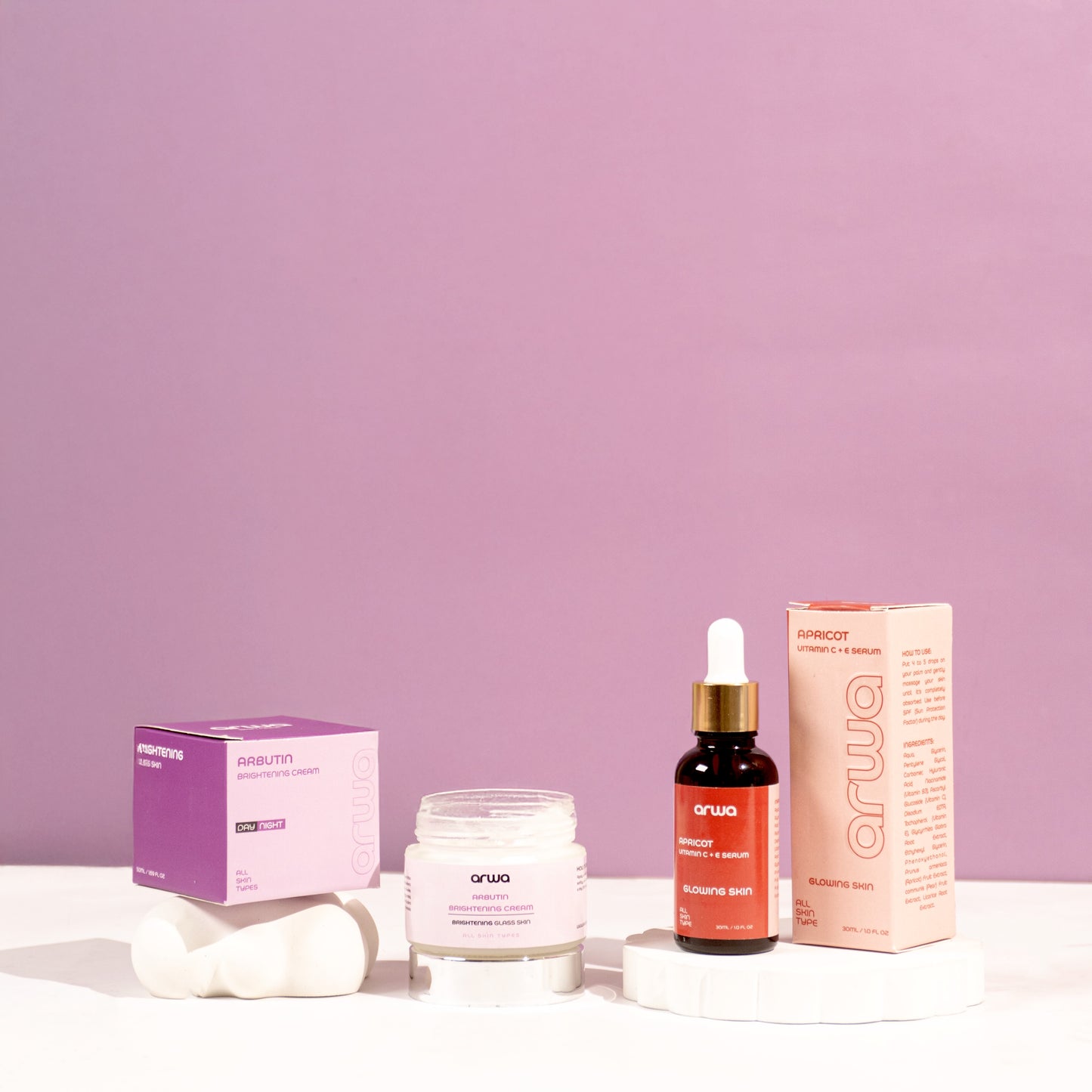 Bundle # 14 (Flawless Beauty) Arwa Skin Care Arbutin Brightening Cream & Vitamin C Serum