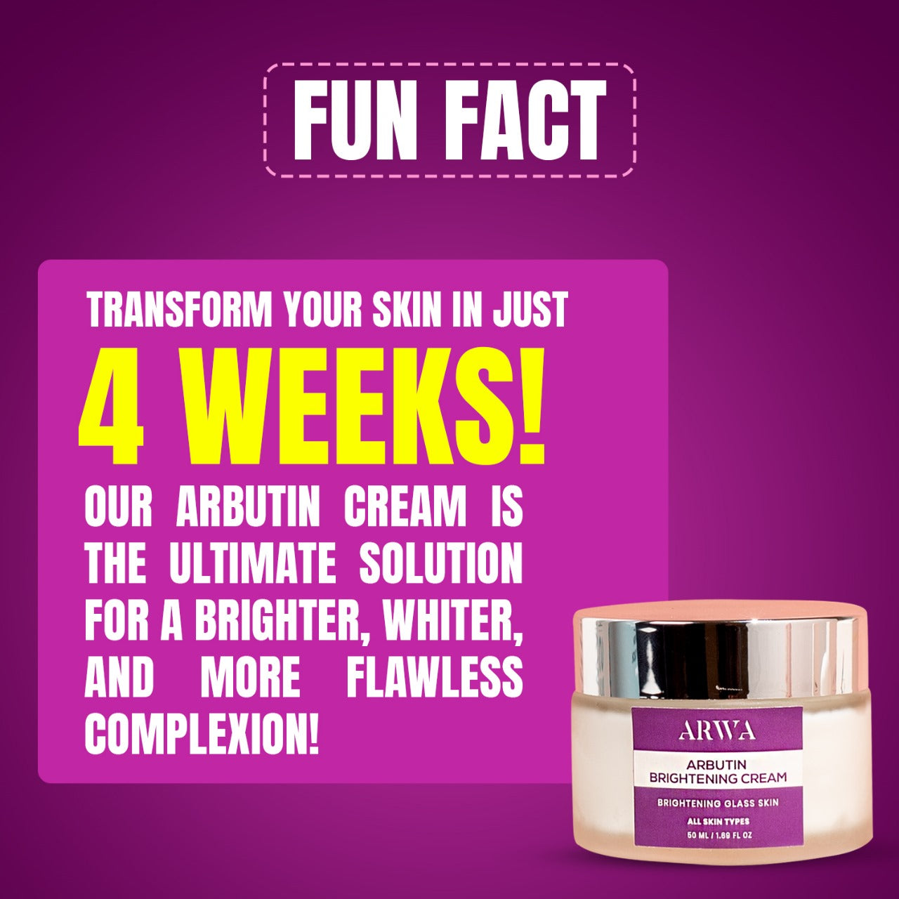 Arbutin Brightening Cream (Glutathione) Arwa Skin Care