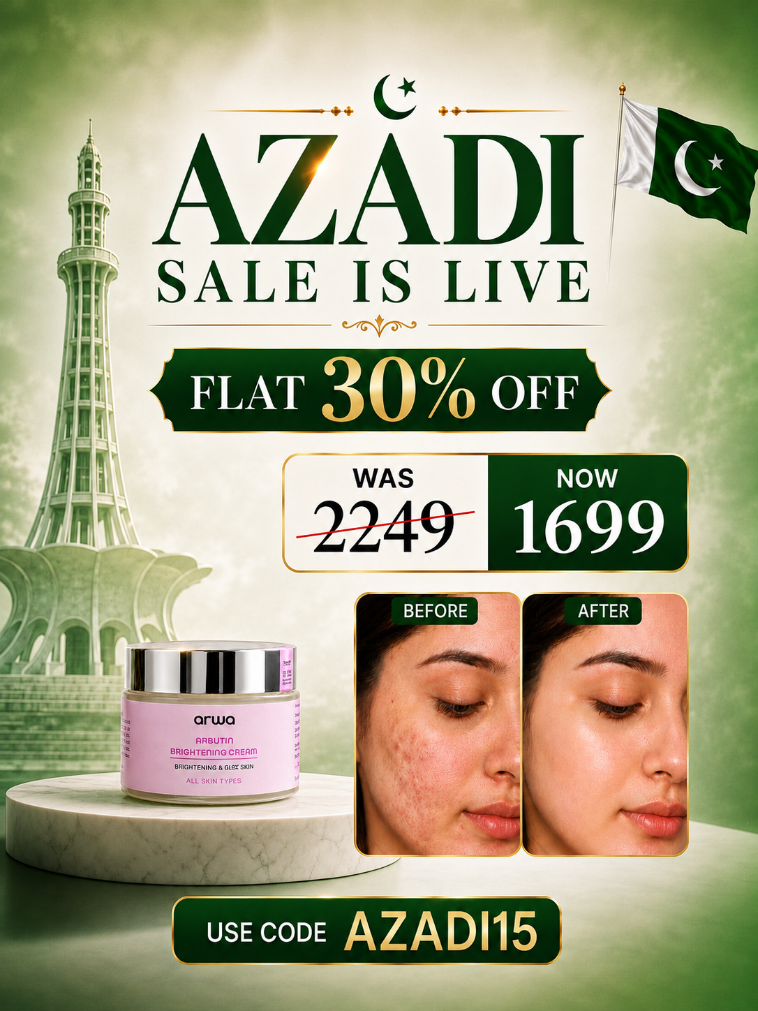 Arbutin Brightening Cream (Tranexamic Acid, TXA) Arwa Skin Care