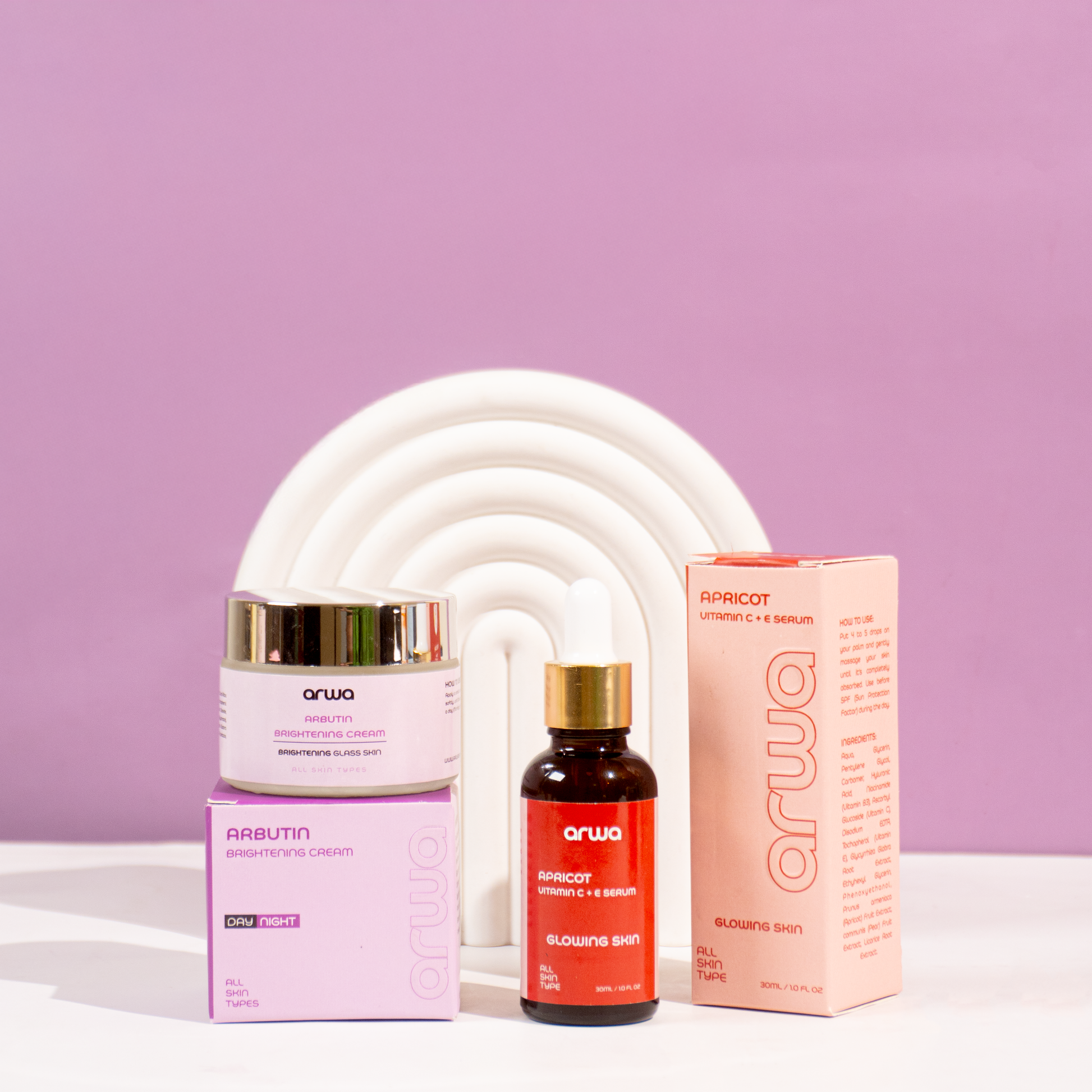 Bundle # 14 (Flawless Beauty) Arwa Skin Care Arbutin Cream & Vitamin C Serum