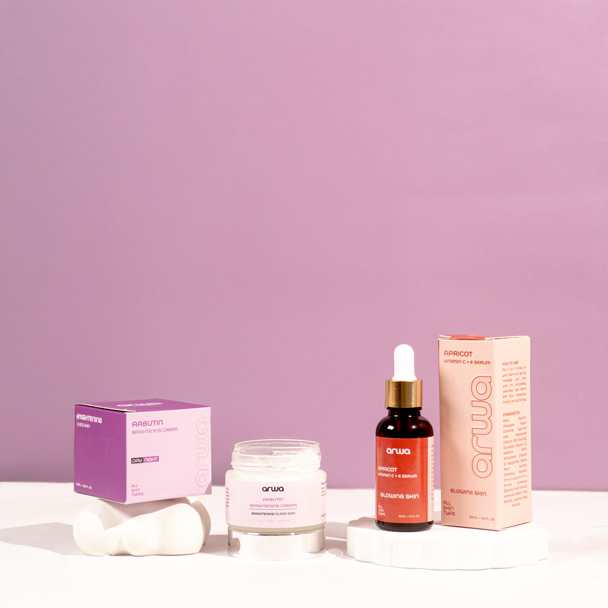 Bundle # 14 (Flawless Beauty) Arwa Skin Care Arbutin Cream & Vitamin C Serum