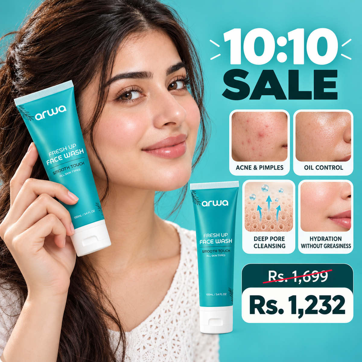Fresh Up Face Wash (Salicylic + Niacinamide) Arwa Skin Care