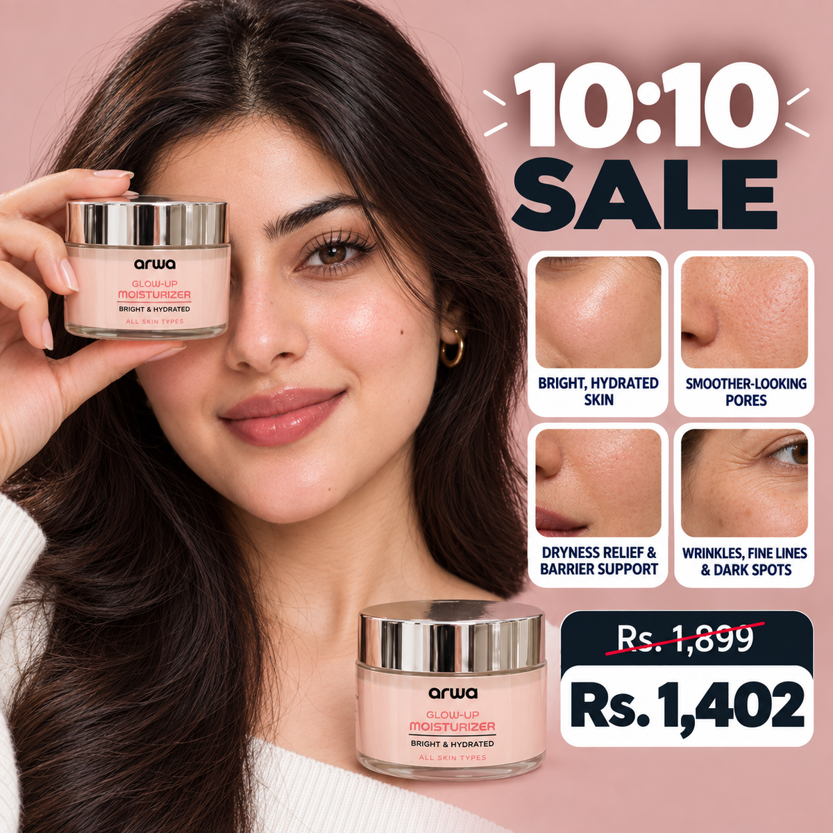 Glow-up Moisturizer (Hyaluronic & Niacinamide) Arwa Skin Care