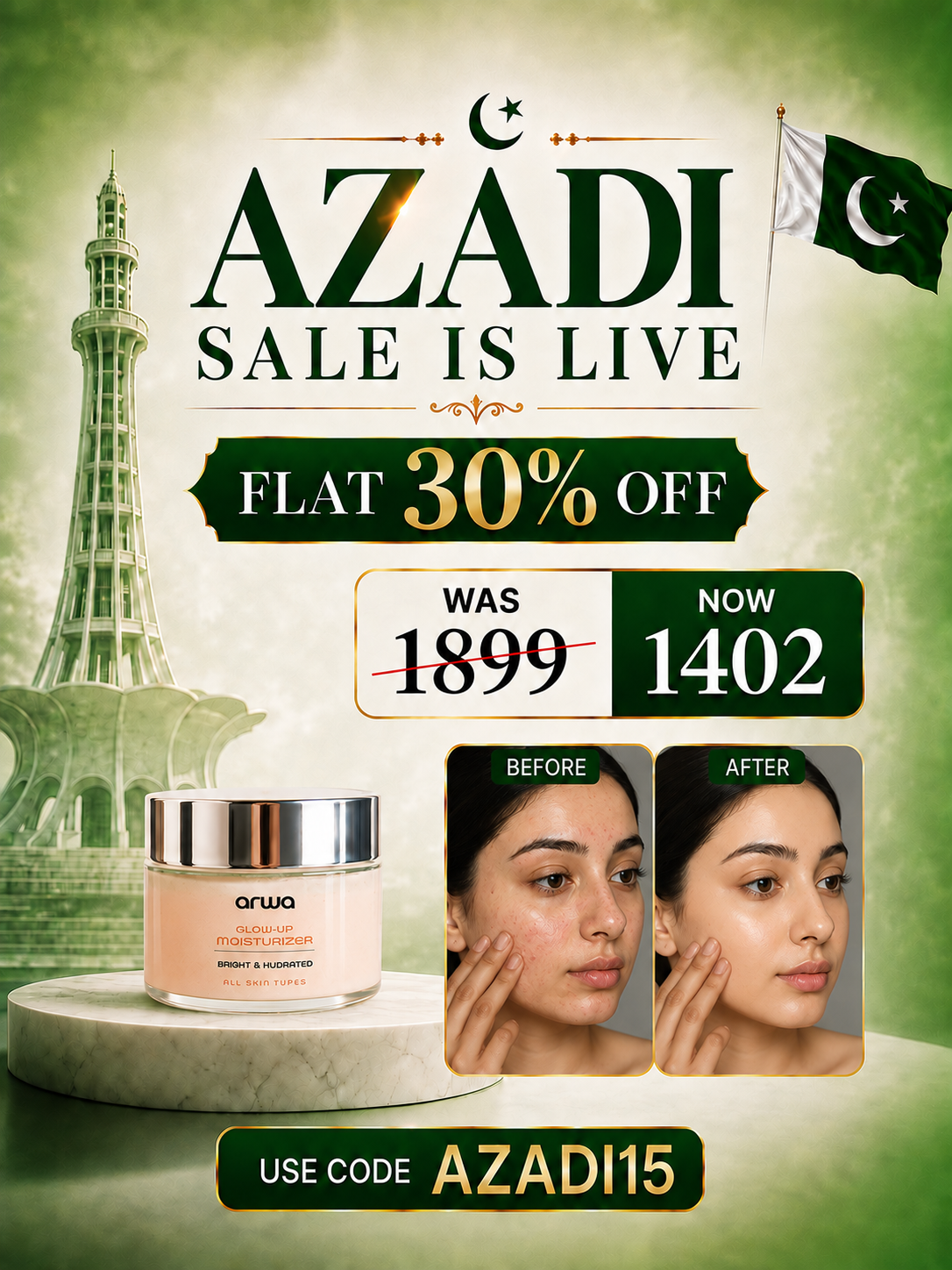 Glow-up Moisturizer (Hyaluronic & Niacinamide) Arwa Skin Care