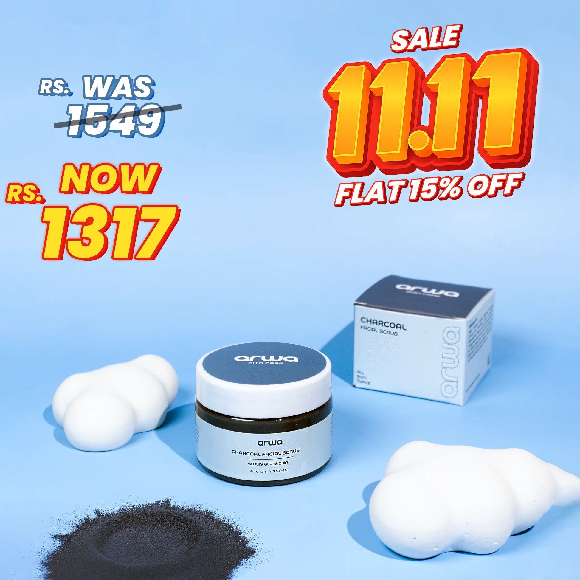 Charcoal Facial Scrub (Vitamin E) Arwa Skin Care