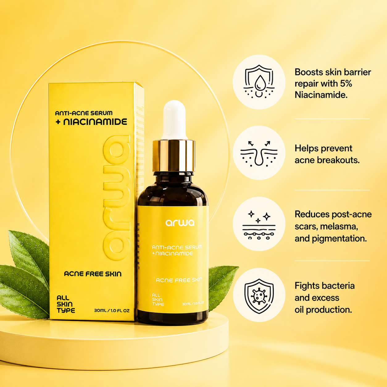 Anti Acne Serum (5% Niacinamide) Arwa Skin Care