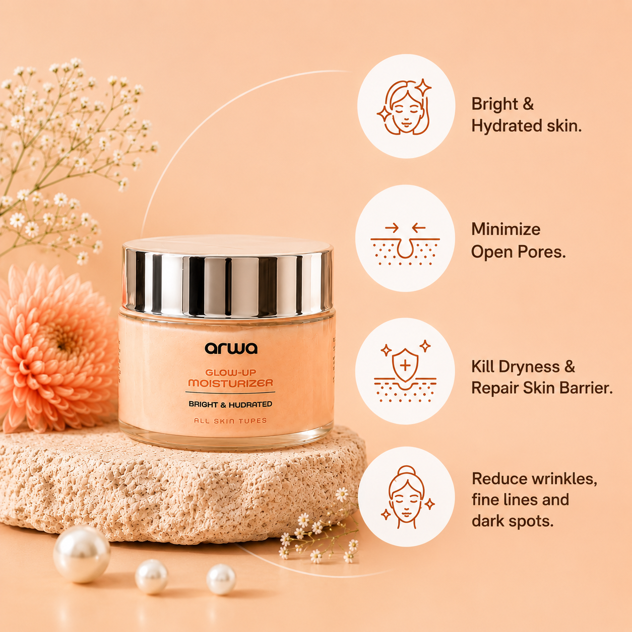 Glow-up Moisturizer (Hyaluronic & Niacinamide) Arwa Skin Care