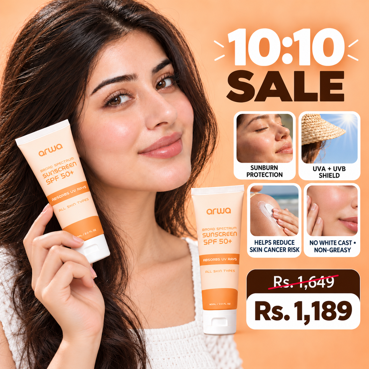 Broad Spectrum Sunscreen (SPF 50+) Arwa Skin Care